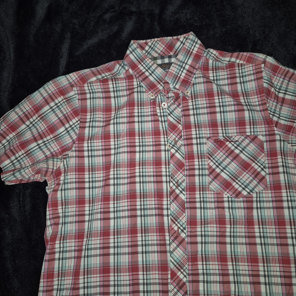 Ben Sherman Red and White Plaid Dress Shirt